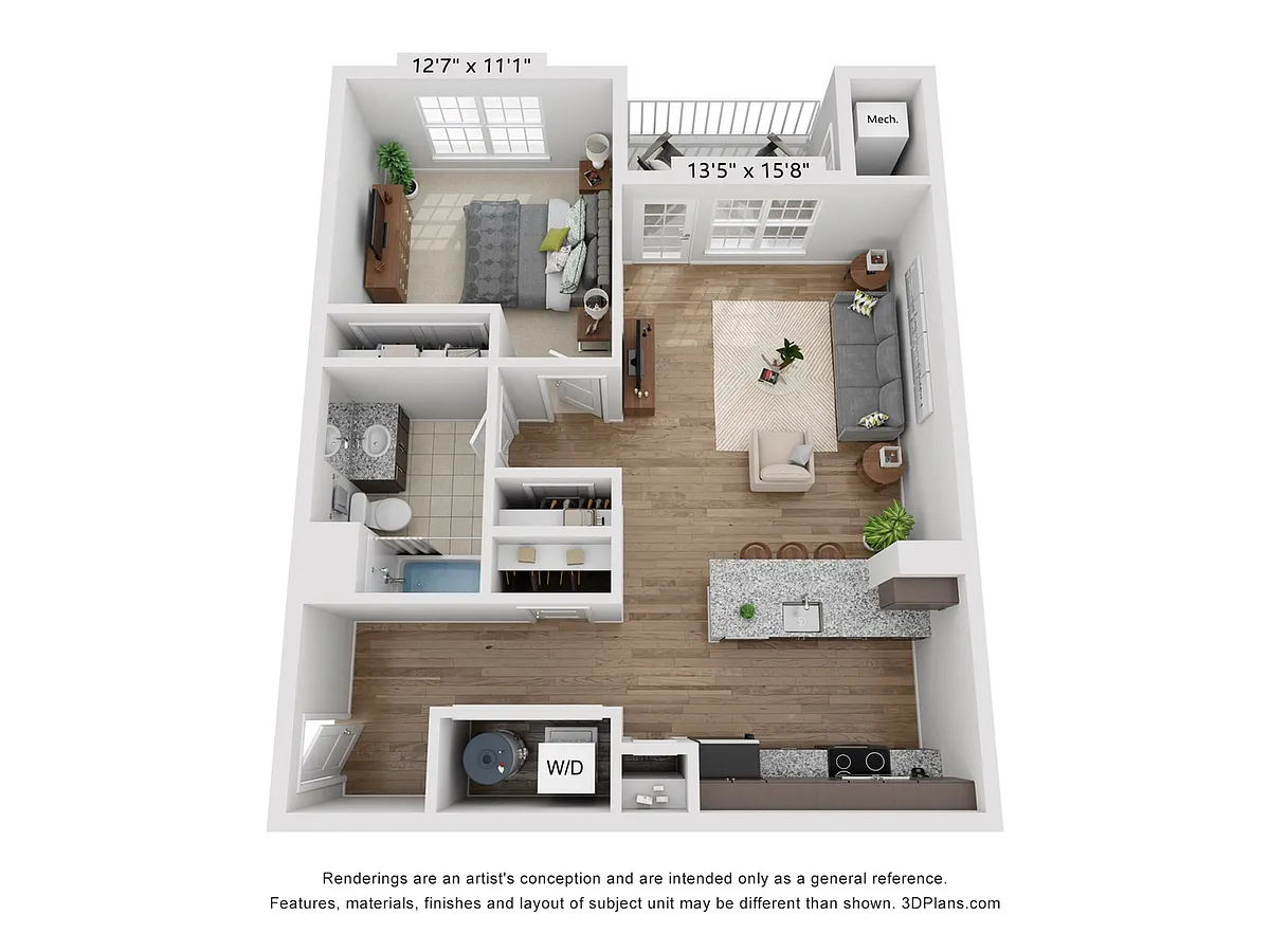 Floor plan 1-Bedroom 1-Bathroom | 799 sqft