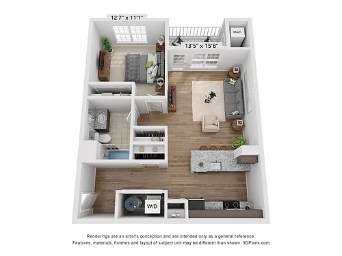 Floor plan 1-Bedroom 1-Bathroom | 799 sqft