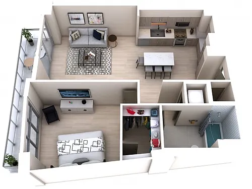 Floor plan One Bedroom One Bath (819)