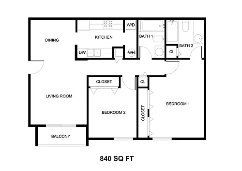 Floor plan B1 - Two Bedroom Two Bath 35%