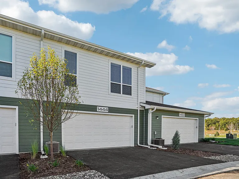 Private driveway, with double garage