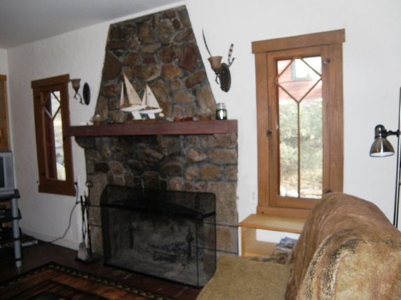Native Rock Fireplace in Living Room