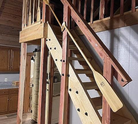 Boat paddle rail trim.