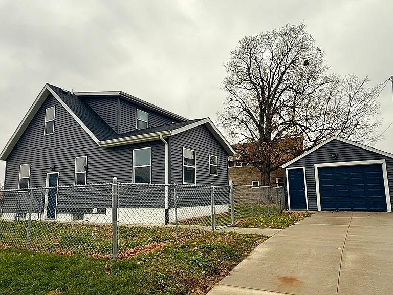 backyard with garage view