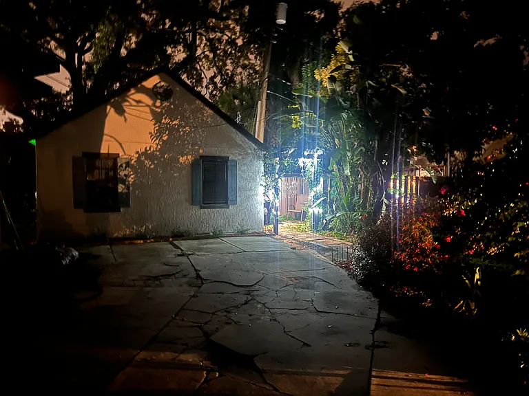 Evening with patio lights