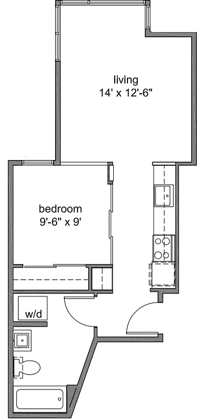 Floor plan Open 1 Bedroom - 08 Floorplan