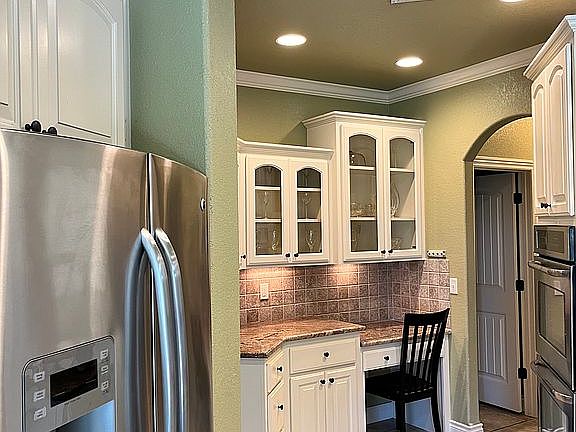 Glass cabinets in kitchen 