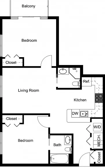 Two Bedroom, Two Bath - Small Two Bedroom, Two Bath - Small
