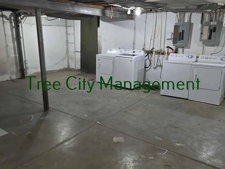 Laundry area in basement