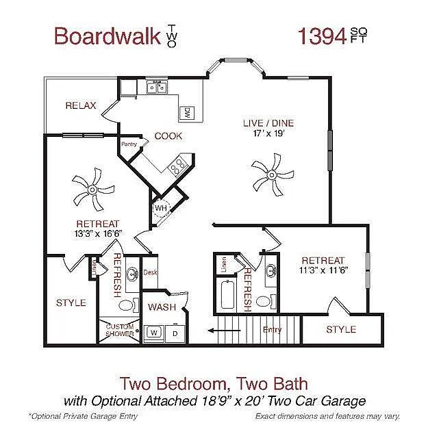 Floor plan Boardwalk Two Garage