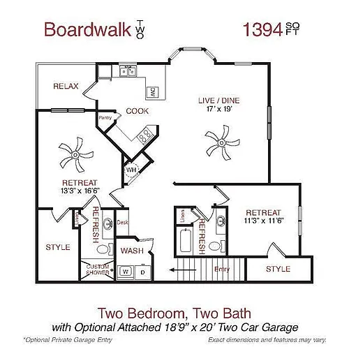 Floor plan Boardwalk Two Garage