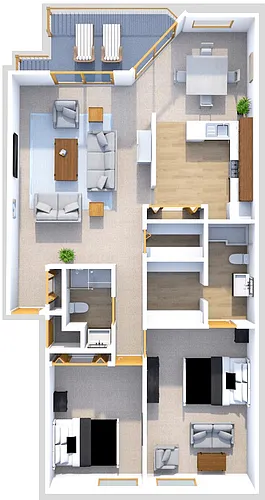 Floor plan Two Bedroom Two Bath