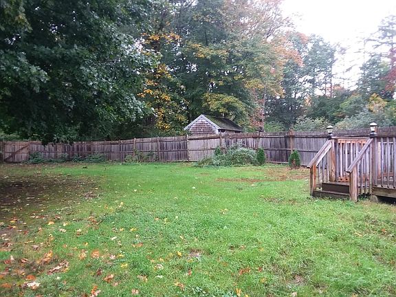Private fenced backyard .