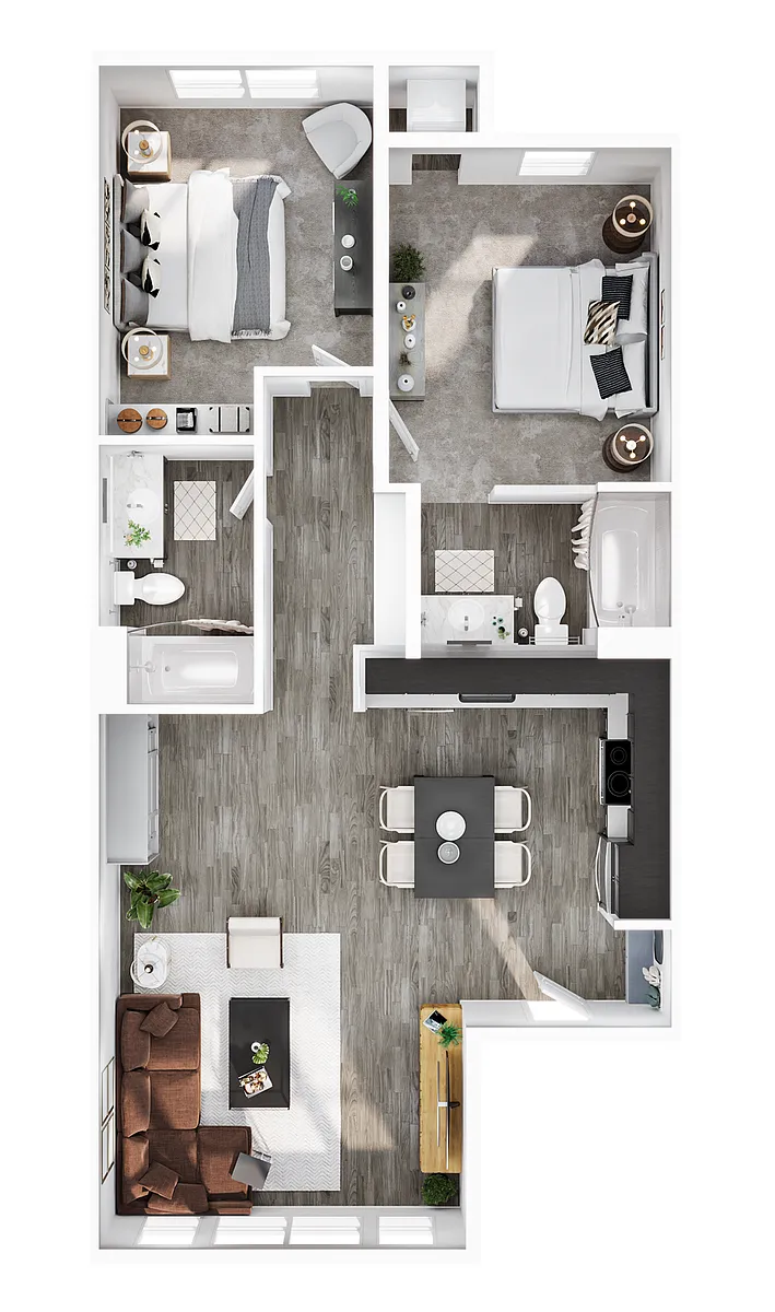 Floor plan 2BR/2BA - B2