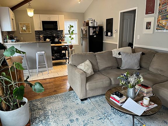 Living room open to the kitchen