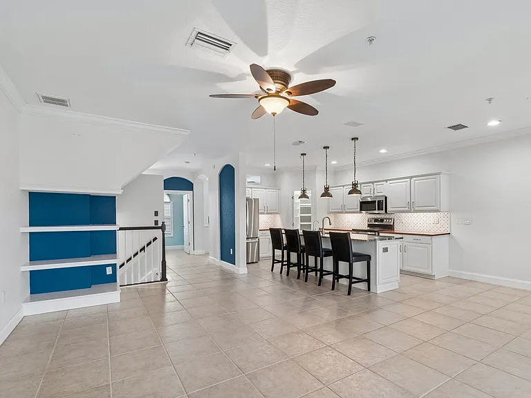 Open floor plan combined living room, kitchen and dinning room