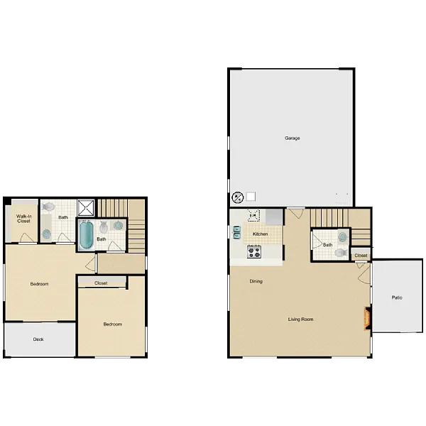 Floor plan 2 Bedroom 2.5 Bathroom