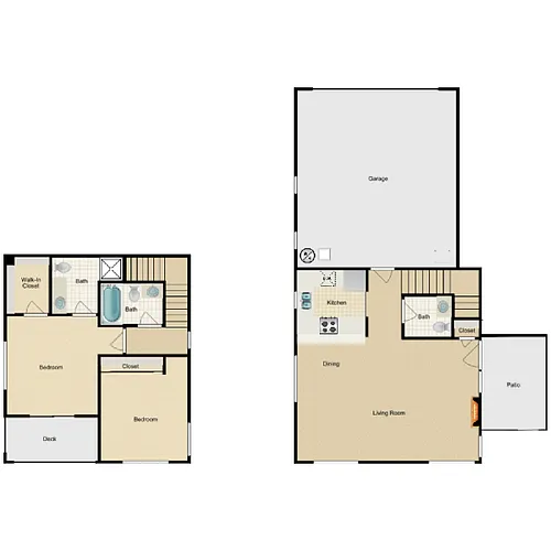 Floor plan 2 Bedroom 2.5 Bathroom