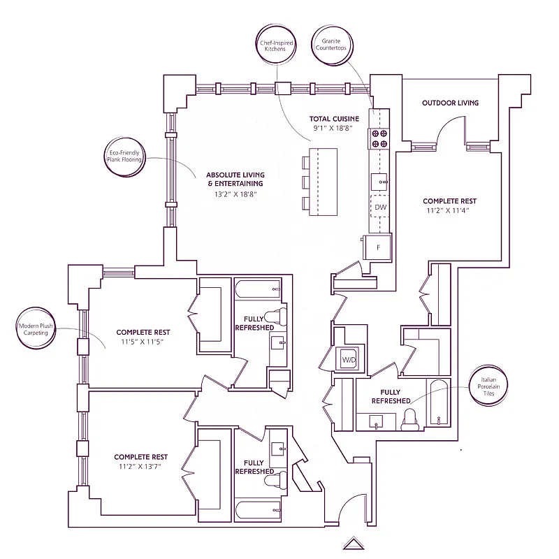 Floor plan 3 Bed - 2 Bath | C03 (Click floorplan for more pho
