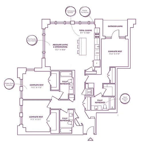 Floor plan 3 Bed - 2 Bath | C03 (Click floorplan for more pho