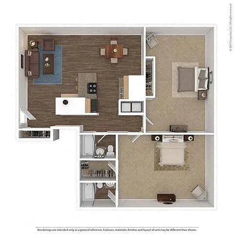 Floor plan 2 Bed 2 Bath - Remy