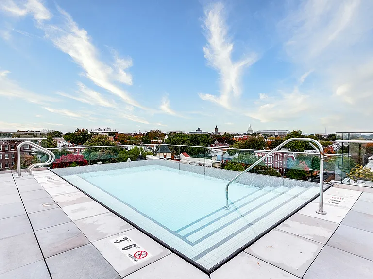 The Stanton infinity rooftop pool with monument views
