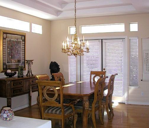 Formal Dining Room with French Doors to Backyard