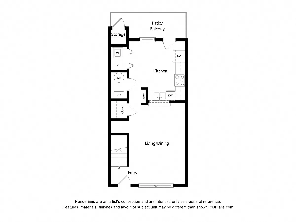 Floor plan Three Bedroom IIB Townhome