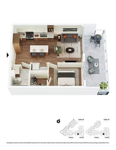 Floor plan A3 1 Bed 1 Bath