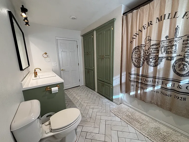 2nd Bathroom (deep shelf cabinets to left of shower)