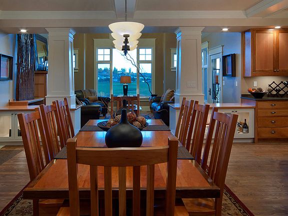Dining area looking into living room,