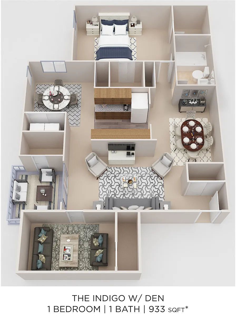 Floor plan One Bedroom w/ Den - 993 sqft