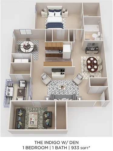 Floor plan One Bedroom w/ Den - 993 sqft