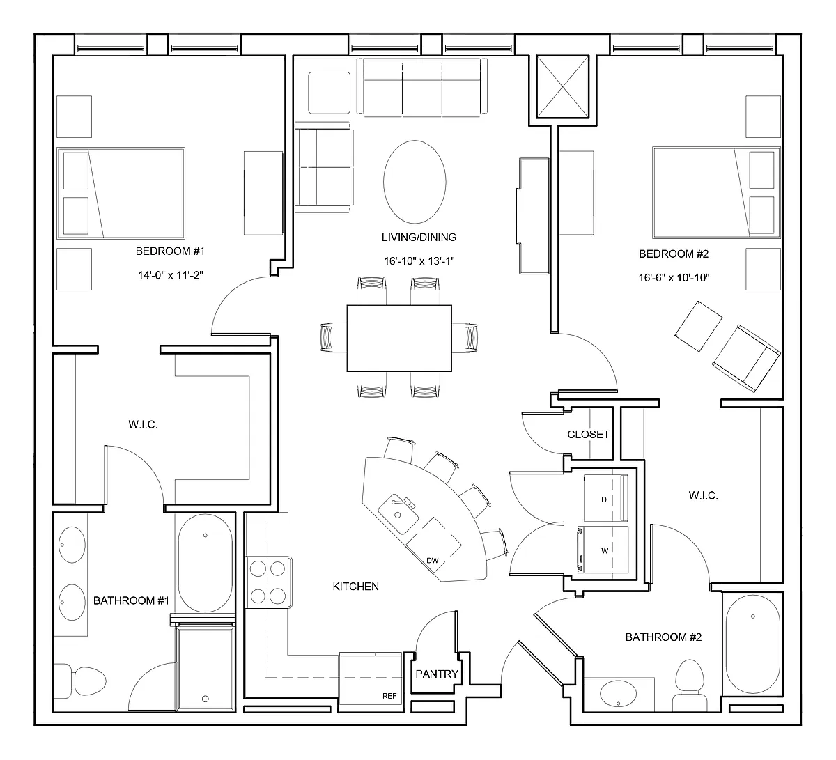Floor plan 2 Bed/2 Bath-B2-Swan Point