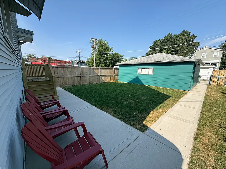 Backyard and garage