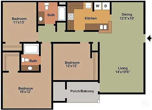 Floor plan Three Bedroom