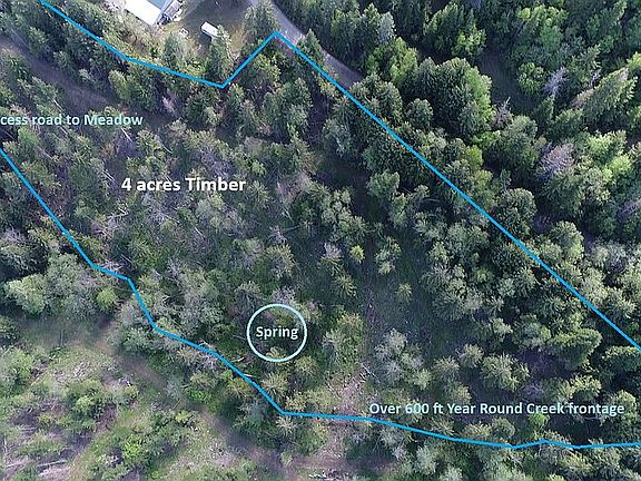 Timber, creek, spring aerial