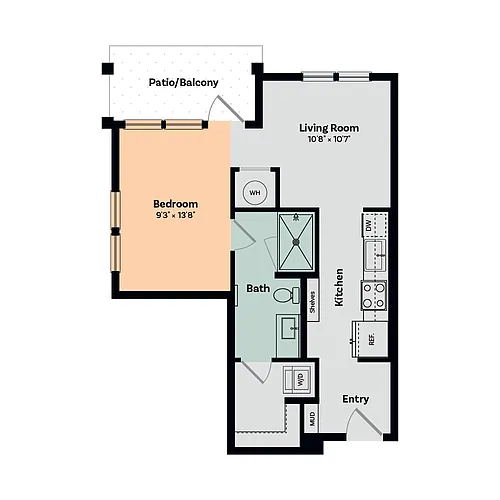 Floor plan Studio Bed / 1 Bath