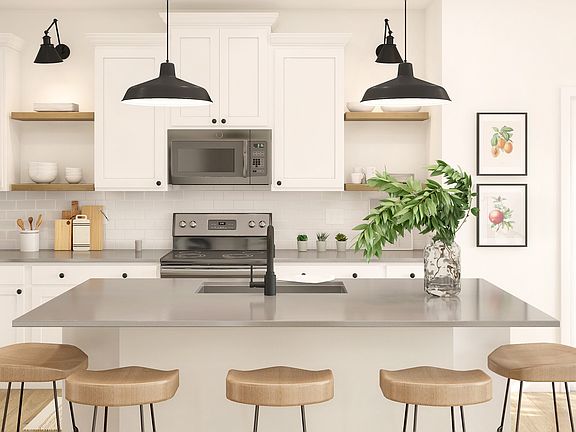 Pendant lighting over island