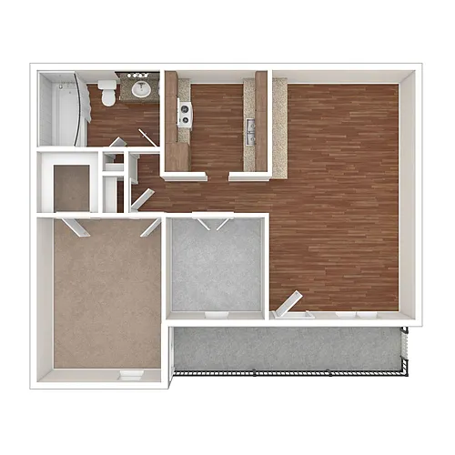 Floor plan One Bedroom With Den
