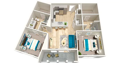 Floor plan B2 1169sf 2/2