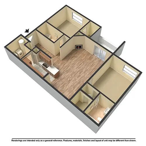 Floor plan 2 Bedroom 2 Baths