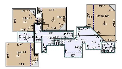 Floor plan 3 Bedroom Top Floor Unit