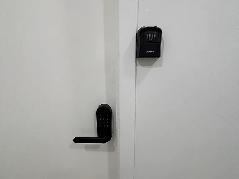 Keypad entry lock and lockbox _ secure, code-based access to each room.