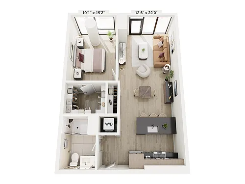 Floor plan 1B-2B