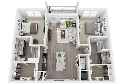 Floor plan 2B 2 Bedroom 2 Bath