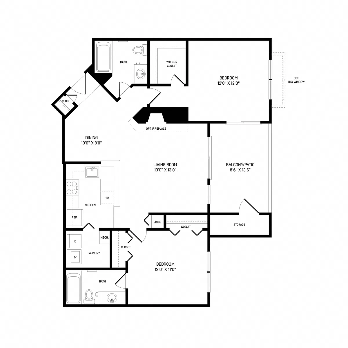 Floor plan 2 Bed/2 Bath-B3