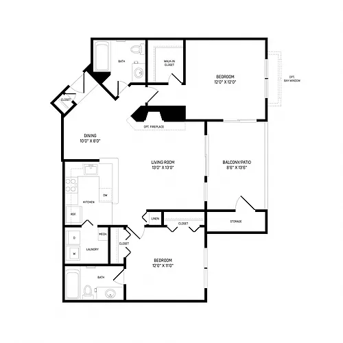 Floor plan 2 Bed/2 Bath-B3