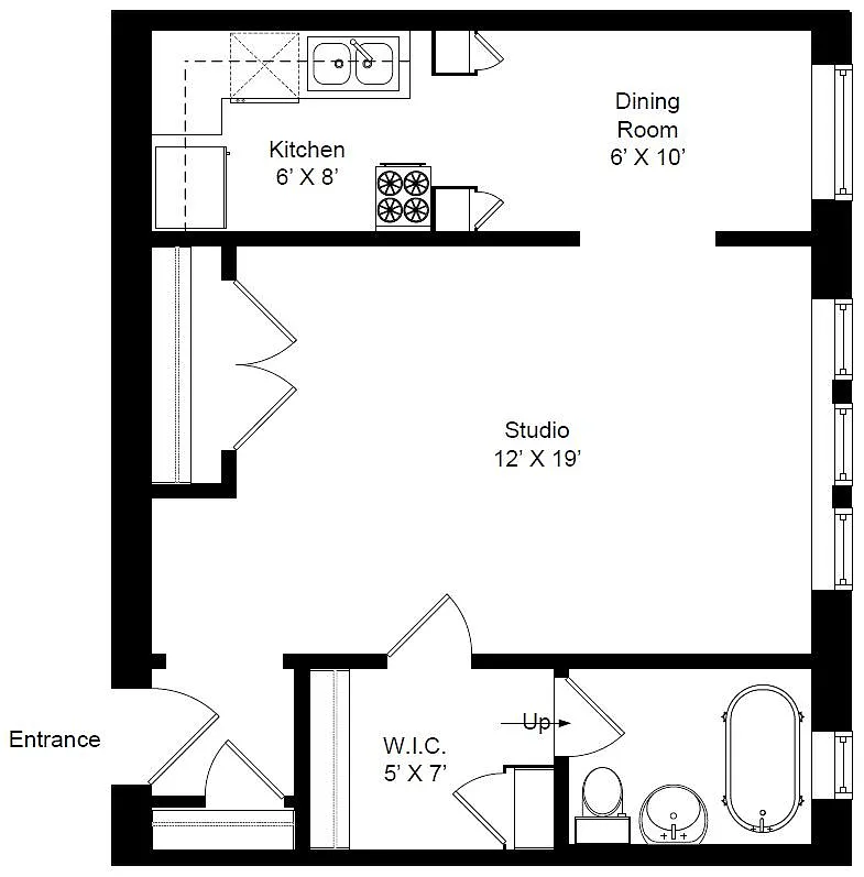 Floor plan 500 Sq Ft Studio