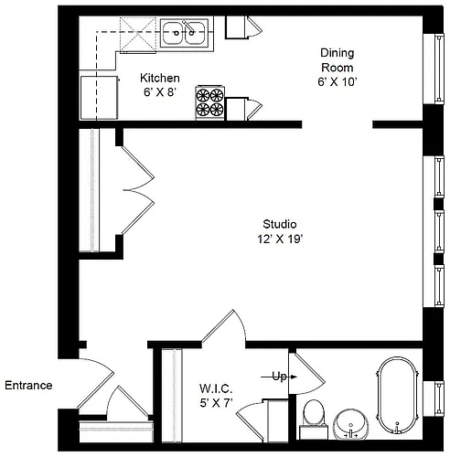 Floor plan 500 Sq Ft Studio